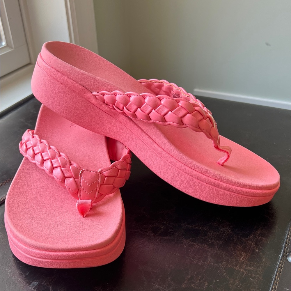 Vionic Kenji Pink Braided Platform Wedge Sandal - Picture 4 of 11